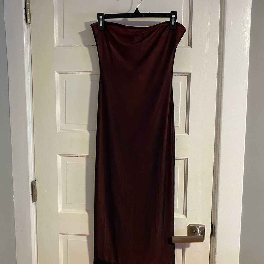 Wild Fable Strapless Dress in Deep Burgundy
